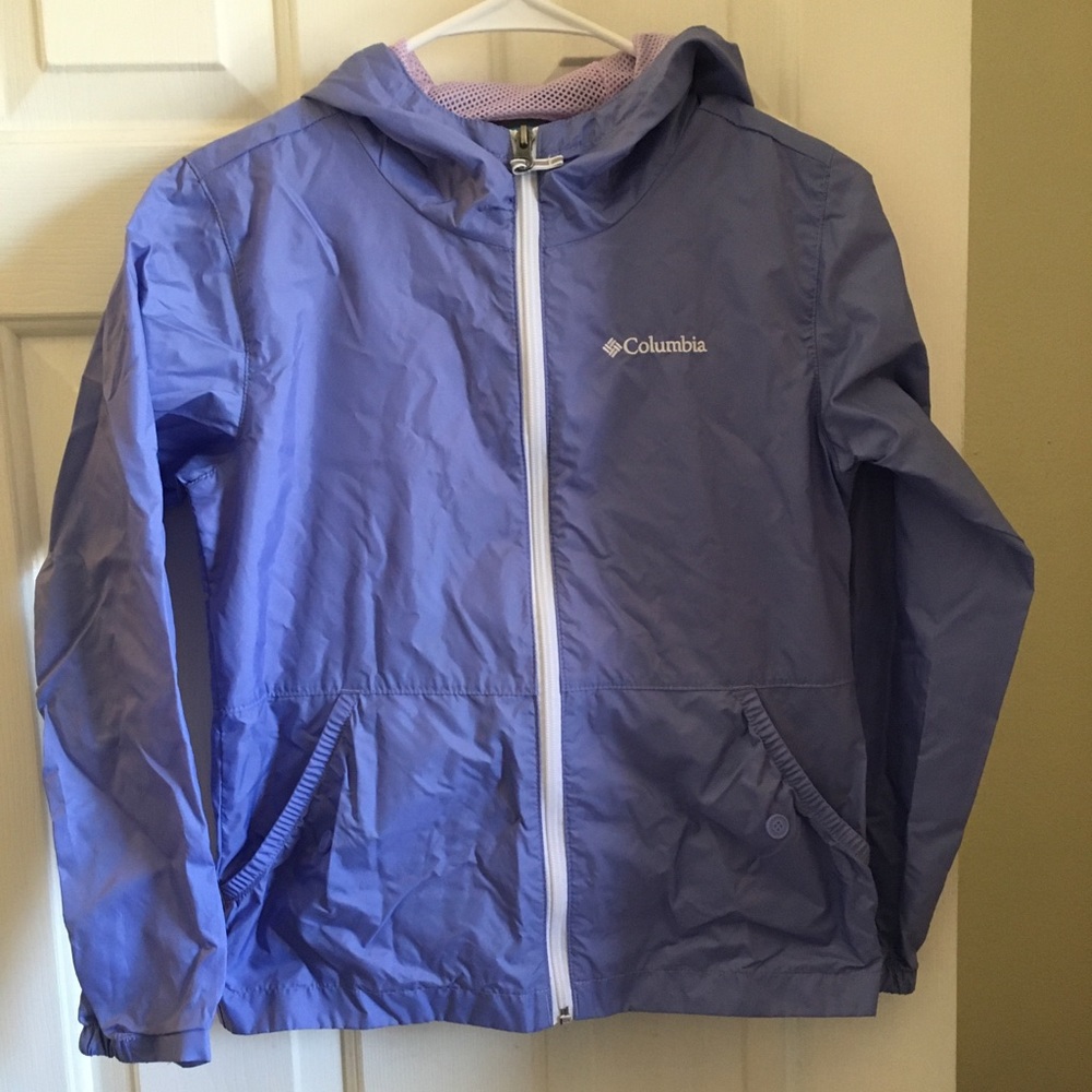 Columbia purple windbreaker jacket with hood size 10/12 - Picture 1 of 8